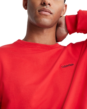 Shop Calvin Klein Long Sleeve Crewneck Sweatshirt In Rouge
