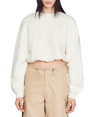 Sandro Jiya Puff Sleeve Sweatshirt In Ecru