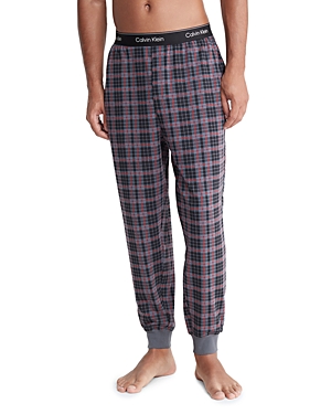 Calvin Klein Modern Lounge Jogger Trousers In Scottish Plaid_charcoal