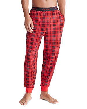 Calvin Klein Modern Lounge Jogger Pants In Scottish Plaid_rouge/sundried Tomato