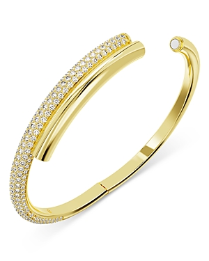 Shop Swarovski Dextera Half Pave Bangle Bracelet In Gold
