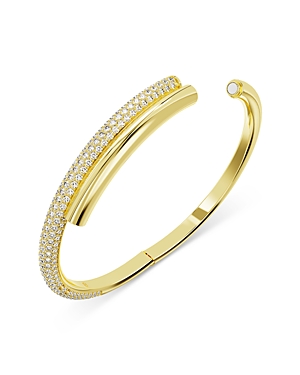 Shop Swarovski Dextera Half Pave Bangle Bracelet In Gold