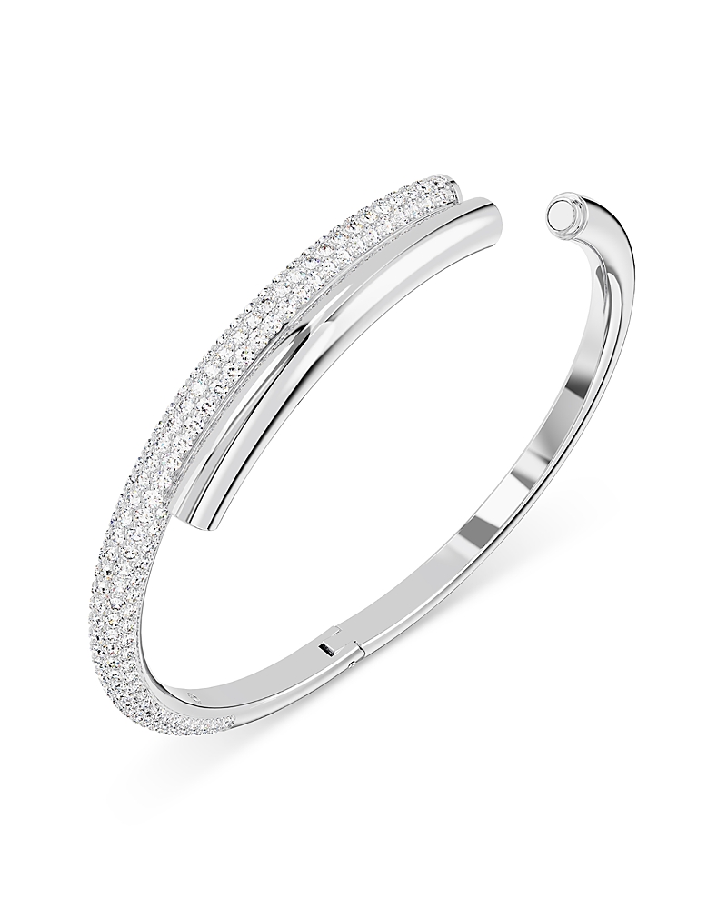 Swarovski Dextera Half Pave Bangle Bracelet In Silver