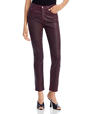 Ag Mari High Rise Straight Jeans in Leatherette Pinot Noir