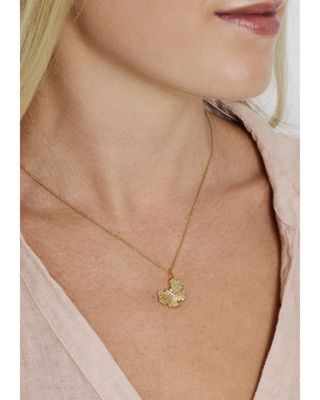 Pav&eacute; Butterfly Pendant Necklace in 18K Gold Plated, 16"-17" 
