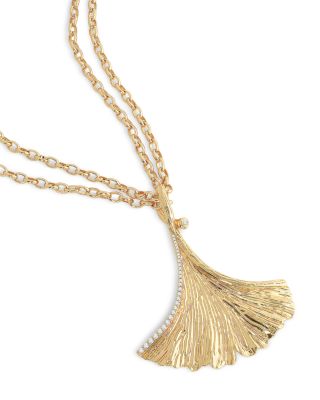 Gingko Pendant Necklace in 18K Gold Plated, 36"