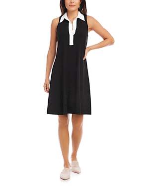 Shop Karen Kane Contrast Placket Dress In Black/ White