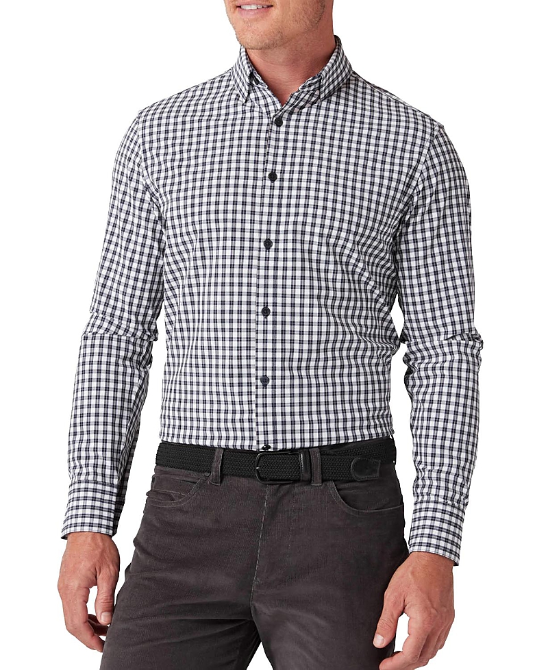 Mizzen + Main Leeward Trim Fit Plaid Performance Button-up Shirt In Navy Belmont Plaid
