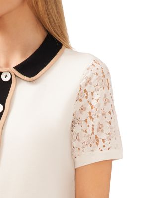 Polo Collar Lace Sleeve Top