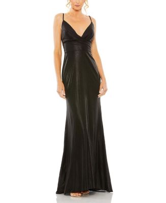 【Mac Duggal】スパゲッティストラップシフォンハイローガウン Mac Duggal】スパゲッティストラップシフォンハイローガウン Mac