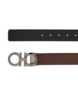 Men's Double Gancini Buckle Reversible Leather Belt