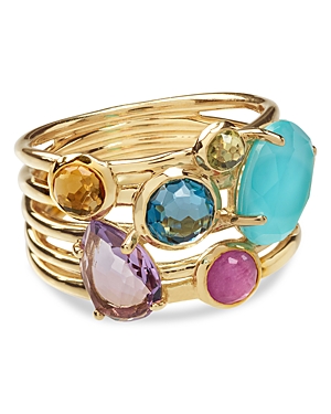 Shop Ippolita 18k Yellow Gold Rock Candy Six Stone Cluster Ring In Multi/gold