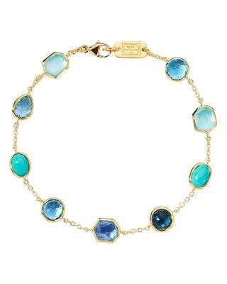 Ippolita 18K Yellow Gold Rock Candy Waterfall Multi Blue Stone Link Bracelet