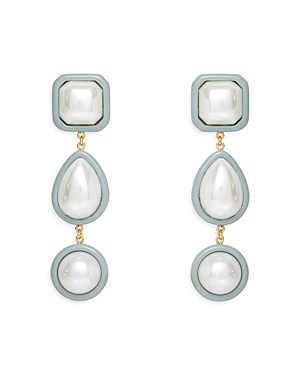 Shop Lele Sadoughi Resin Pearl Linear Earrings In White/blue