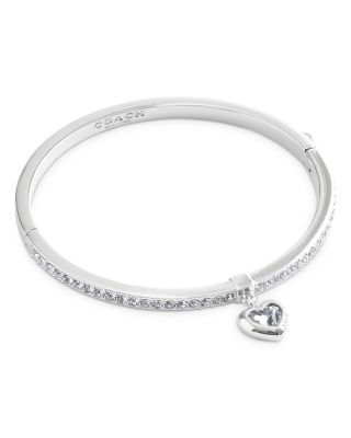 Stone Heart Charm Bangle Bracelet
