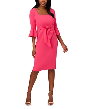 Shop Adrianna Papell Bell Sleeve Tie Front Dress In Camellia