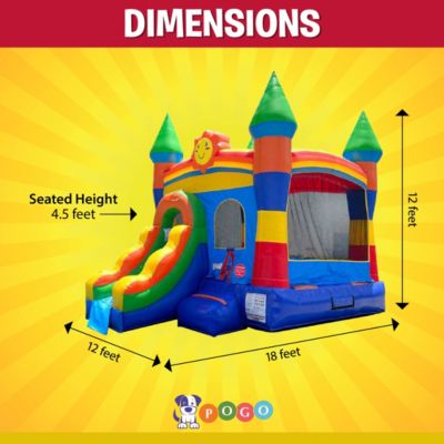  Inflatable with Slide (Without Blower) - 12 x 18 x 14.5 Foot Backyard Inflatable Bouncy House - Built-In Bladder Water Misting System for Kids