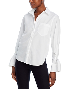 Shop Derek Lam 10 Crosby Wesley Button Sleeve Shirt In Optic White
