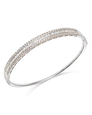 Bloomingdale's Fine Collection - Diamond Baguette & Round Bangle Bracelet in 14K White Gold, 3.0 ct. t.w.