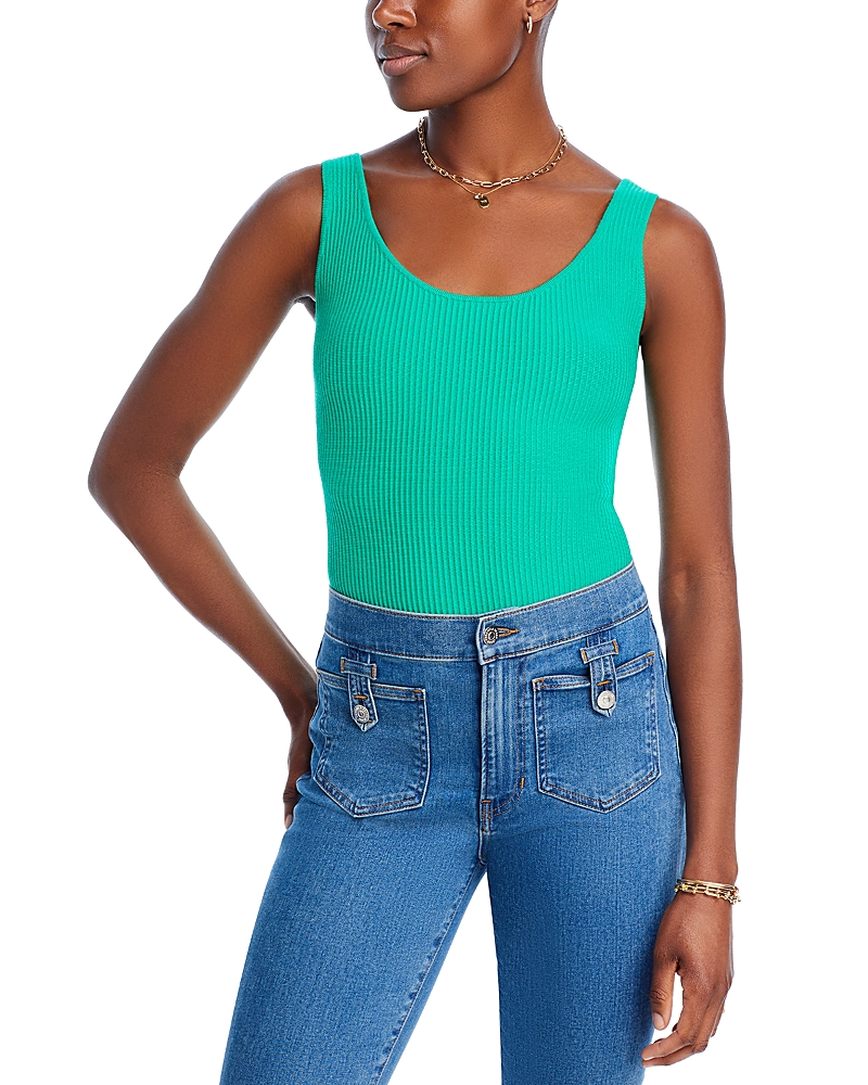Aqua Ribbed Scoop Neck Tank Top - Exclusive