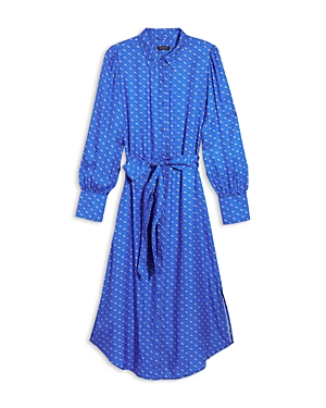 Vineyard Vines Long Sleeve Midi Shirt Dress In Splat Blue