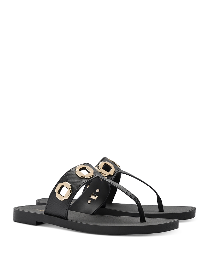 Larroude Milan Jelly Thong Sandal In Black