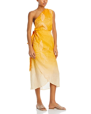 Juan De Dios Eva Linen Midi Dress In Yellow