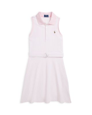 Ralph Lauren Girls Belted Chino Shirt Dress in Beige