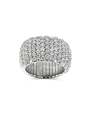 Zydo 18k White Gold Diamond Domed Wide Stretch Ring In White