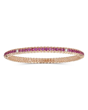 Shop Zydo 18k Rose Gold Stretch Pink Sapphire & Diamond Bracelet In Pink/rose Gold