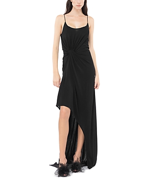 Shop Pinko Capena Asymmetric Maxi Dress In Limo Black