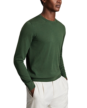 Reiss Wessex - Hunting Green Merino Wool Crew Neck Jumper, S In Hunting Green
