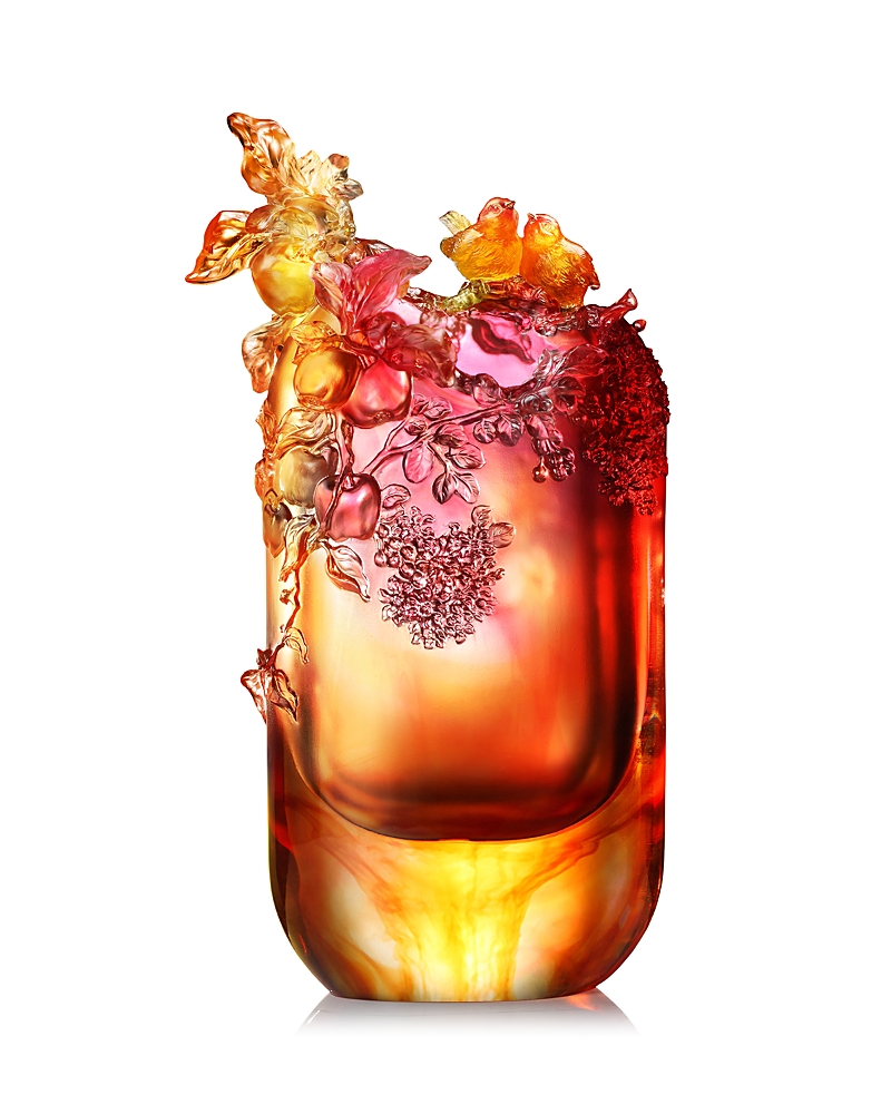 Liuli Happiness In Pairs Crystal Sculpture In Amber/gold