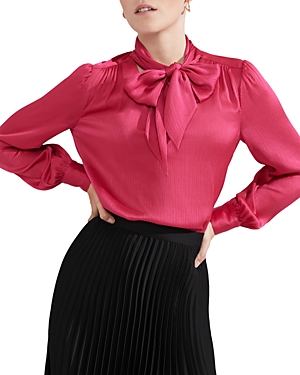 Hobbs London Dorset Bow Blouse In Pink