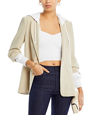 Shop Cinq À Sept Cinq A Sept Khloe Hooded Blazer In Khaki/white