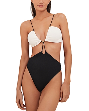 Shop Vix Firenze Two Tone Cut Out One Piece Swimsuit In White