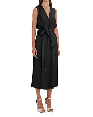 Shop Victoria Beckham Layered Trench Dress In Black