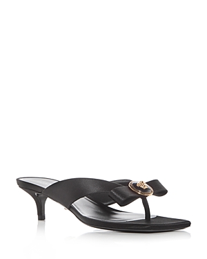 Versace Women's Slip On Embellished Mid Heel Sandals In Black