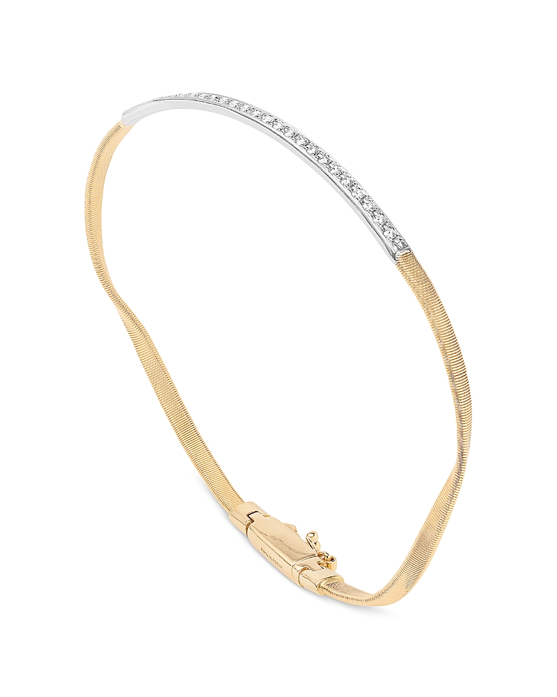 Marco Bicego 18k White & Yellow Gold Marrakech Diamond Twist Bangle Bracelet In Gold/white