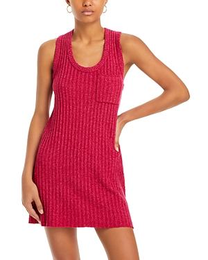 Re/done Ribbed Cotton Terry Dress In Dragonfruit
