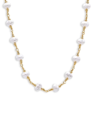 By Adina Eden Imitation Pearl Beaded Chain Necklace, 16.5-17.5 In Gold