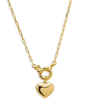 By Adina Eden Solid Puffy Heart Paperclip Chain Necklace, 16-18 In Gold