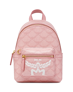 Shop Mcm Stark Mini Lauretos Backpack In Silver/pink