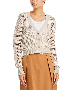 Shop Fabiana Filippi V Neck Button Front Sweater In Light Beiege