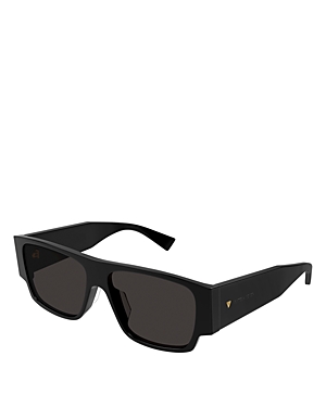 Shop Bottega Veneta Bold Triangle Stud Squared Sunglasses, 57mm In Black/gray Solid