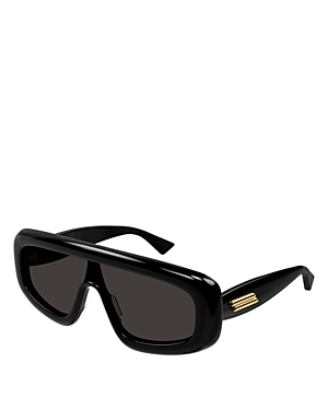 Shop Bottega Veneta Curvy Mask Sunglasses, 99mm In Black/gray Solid