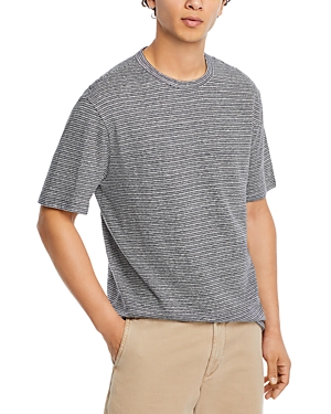 Officine Generale Striped Cotton And Linen-blend T-shirt In Ecru Dark