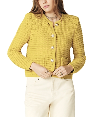 Ba&sh Gaspard Crewneck Cardigan Sweater In Curry