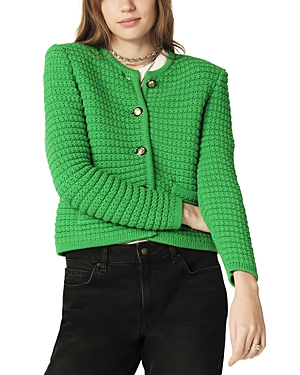 Shop Ba&sh Ba & Sh Gaspard Crewneck Cardigan Sweater In Green