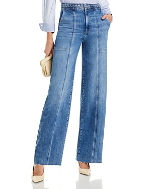 Shop Frame High Rise Wide Leg Jeans In Daphne Blue